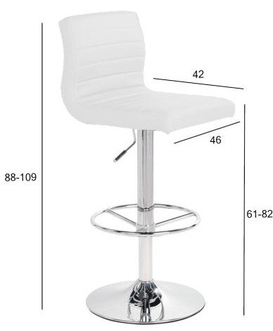 Bar Stool Aura | size: Length: 46cm, Width: 46cm, Height: 88-109cm, Depth: 42cm | color: White | image: 3 | variant: 1005576