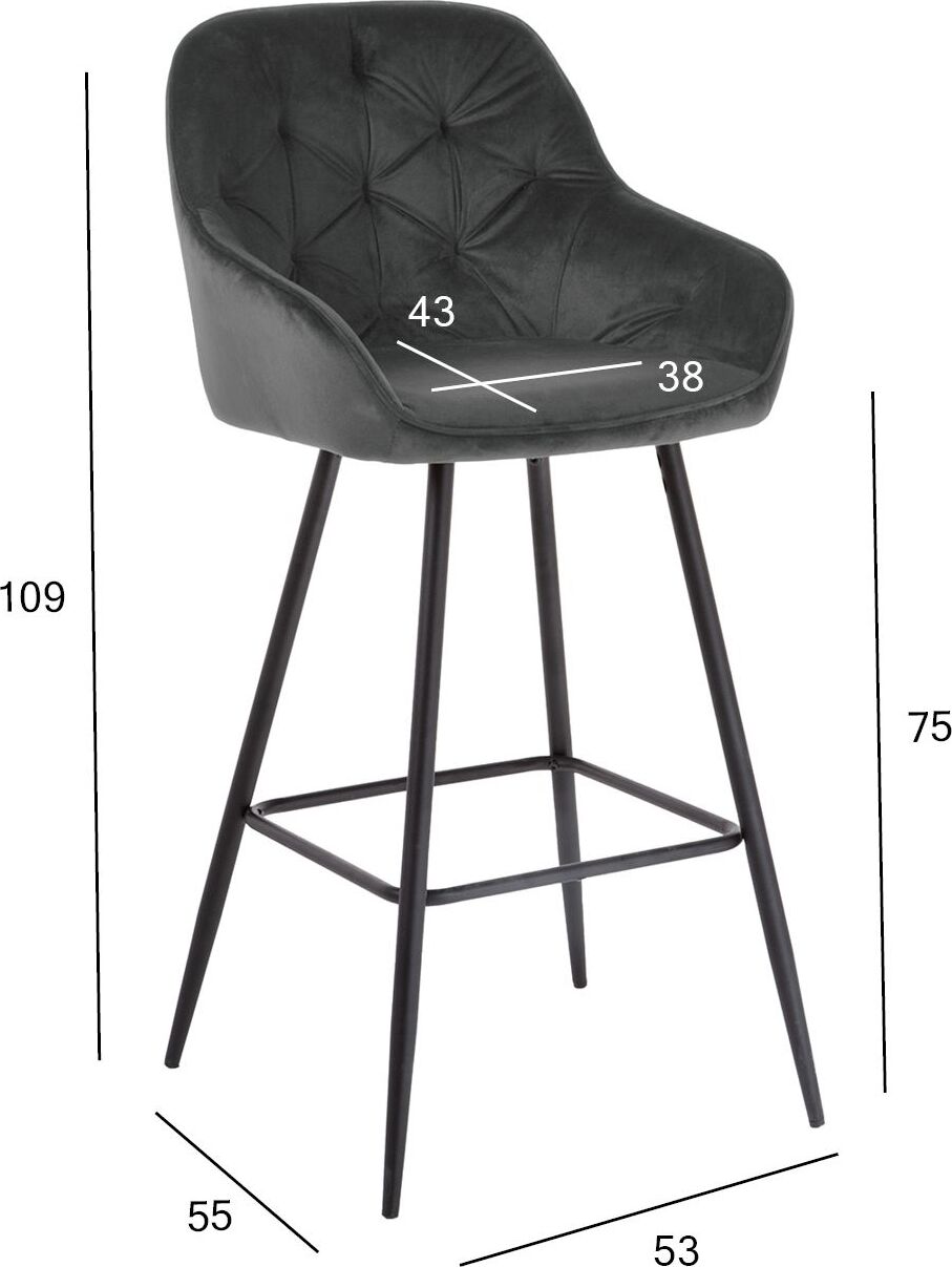 Bar Stool Burgess | size: Width: 53cm, Height: 109cm, Depth: 55cm | color: Gray | image: 6 | variant: 1001313
