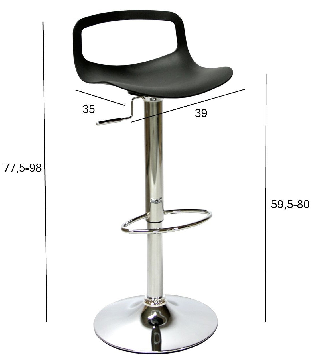 Bar Stool Chepstow | size: Length: 35cm, Width: 39cm, Height: 98cm, Depth: 35cm | color: Black | image: 2 | variant: 1001301