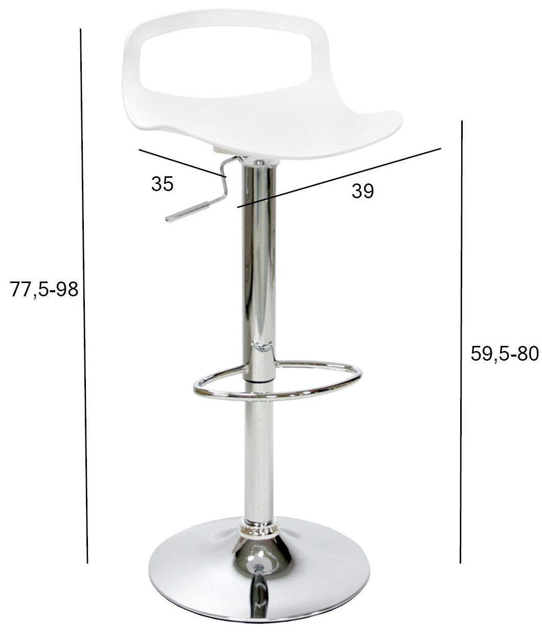 Bar Stool Chepstow | size: Length: 35cm, Width: 39cm, Height: 98cm, Depth: 35cm | color: White | image: 2 | variant: 1001302