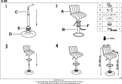 Bar Stool Crotone | size: Length: 41cm, Width: 41cm, Height: 108cm, Depth: 48cm | color: Gray | image: 7 | variant: 1003050