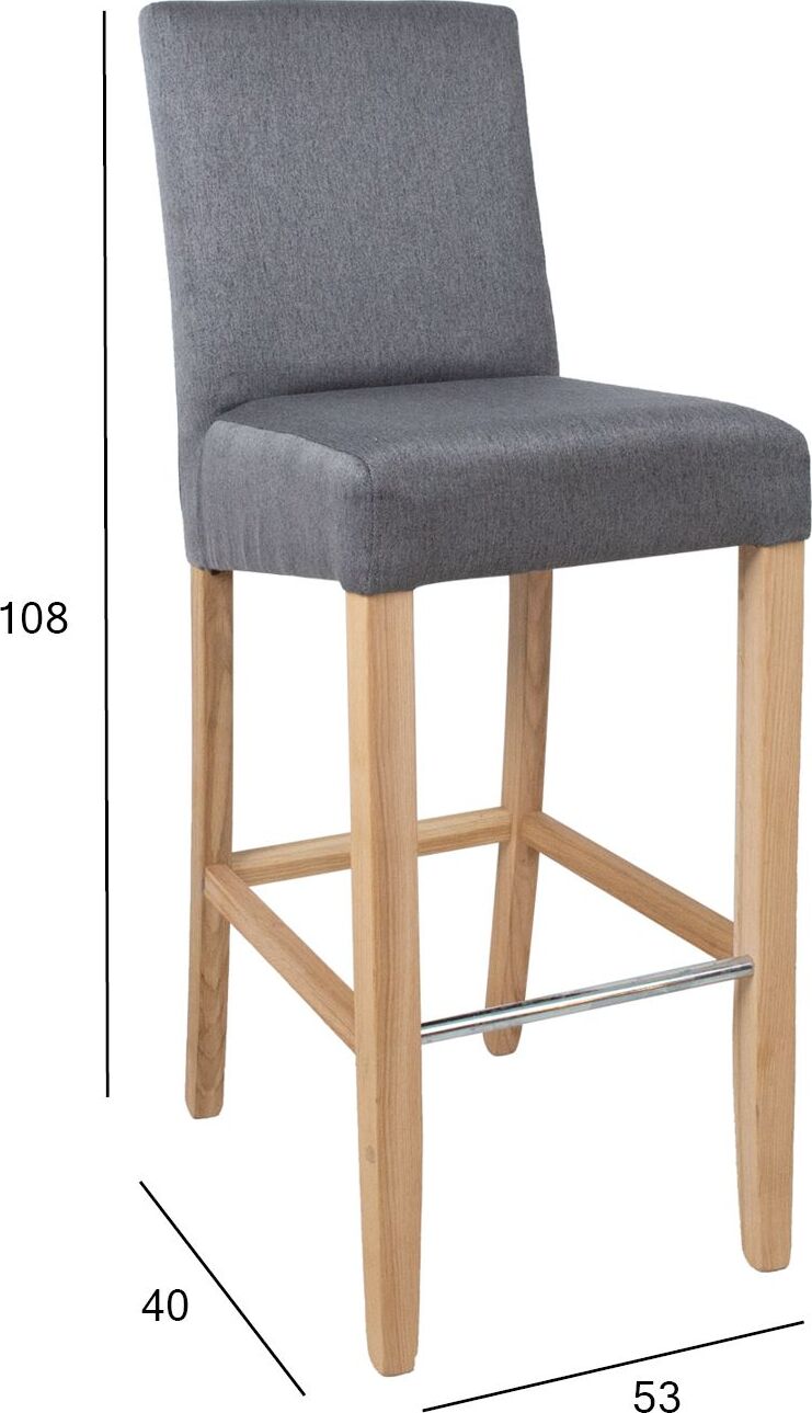 Bar Stool East Bridlington | size: Length: 53cm, Width: 53cm, Height: 108cm, Depth: 40cm | color: Gray | image: 6 | variant: 1005318