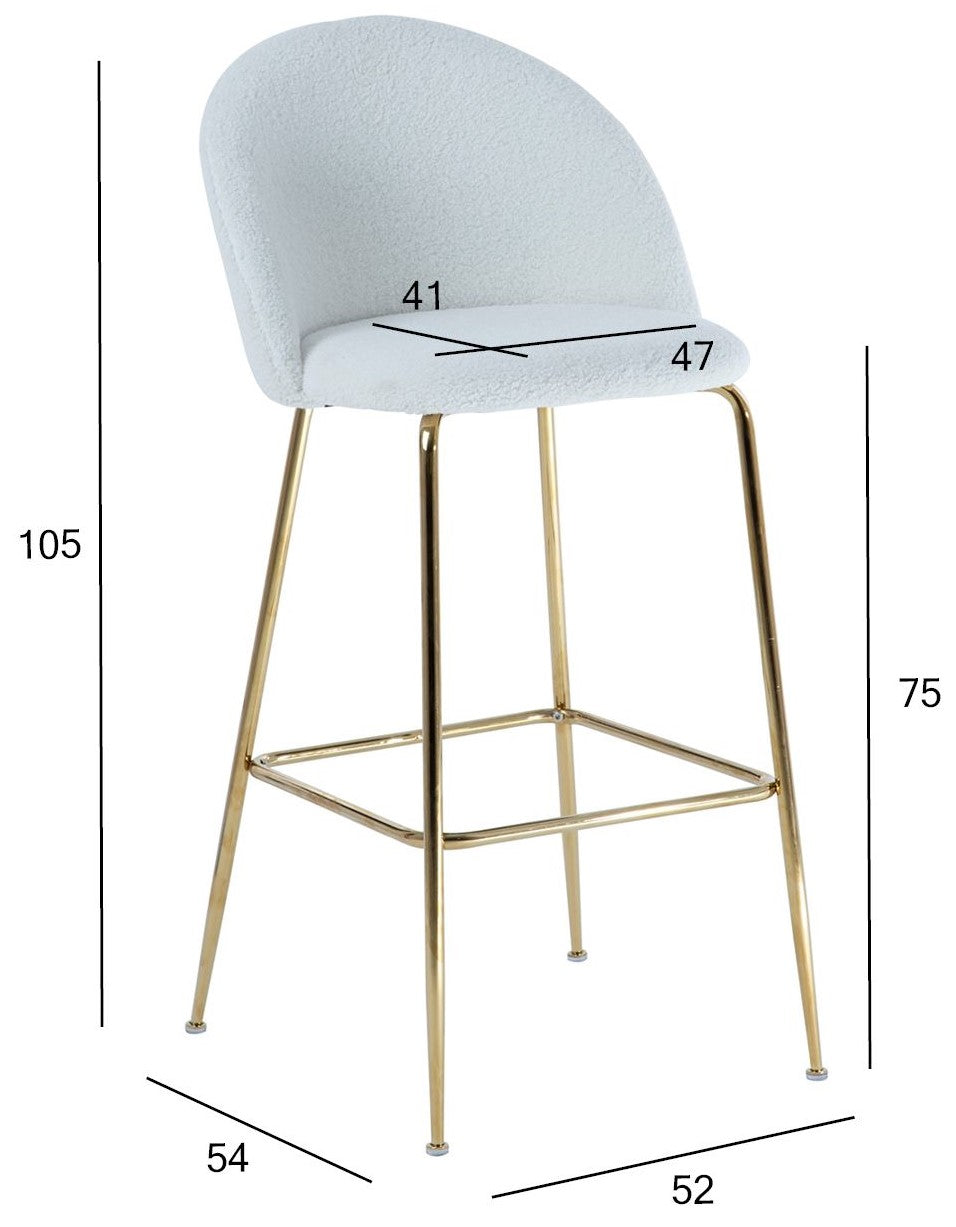 Bar Stool East Catania | size: Width: 52cm, Height: 105cm, Depth: 54cm | color: White | image: 6 | variant: 1005736