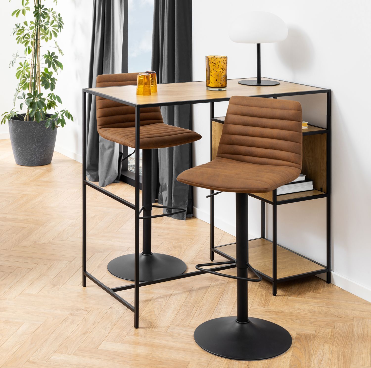 Bar Stool East Winterthur | size: Width: 50cm, Height: 110.5cm, Depth: 46cm | color: Brown | image: 5 | variant: 1005739