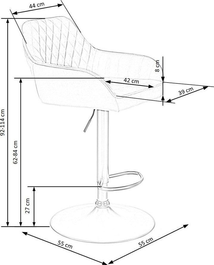 Bar Stool Forli | size: Length: 55cm, Width: 55cm, Height: 114cm, Depth: 55cm | color: Blue | image: 9 | variant: 1002997