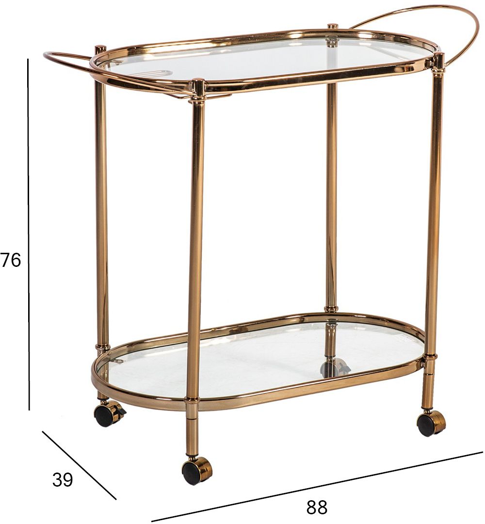 Bar Table East Bala | size: Length: 39cm, Width: 88cm, Height: 76cm | color: Transparent/Gold | image: 3 | variant: 1005830