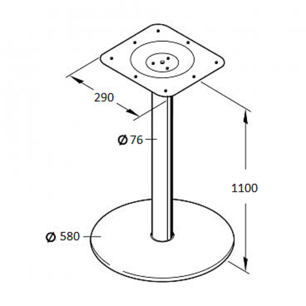 Central Table Leg Stad 4 | size: Height: 110cm, Diameter: 58cm | color: Chrome | image: 1 | variant: 1000706
