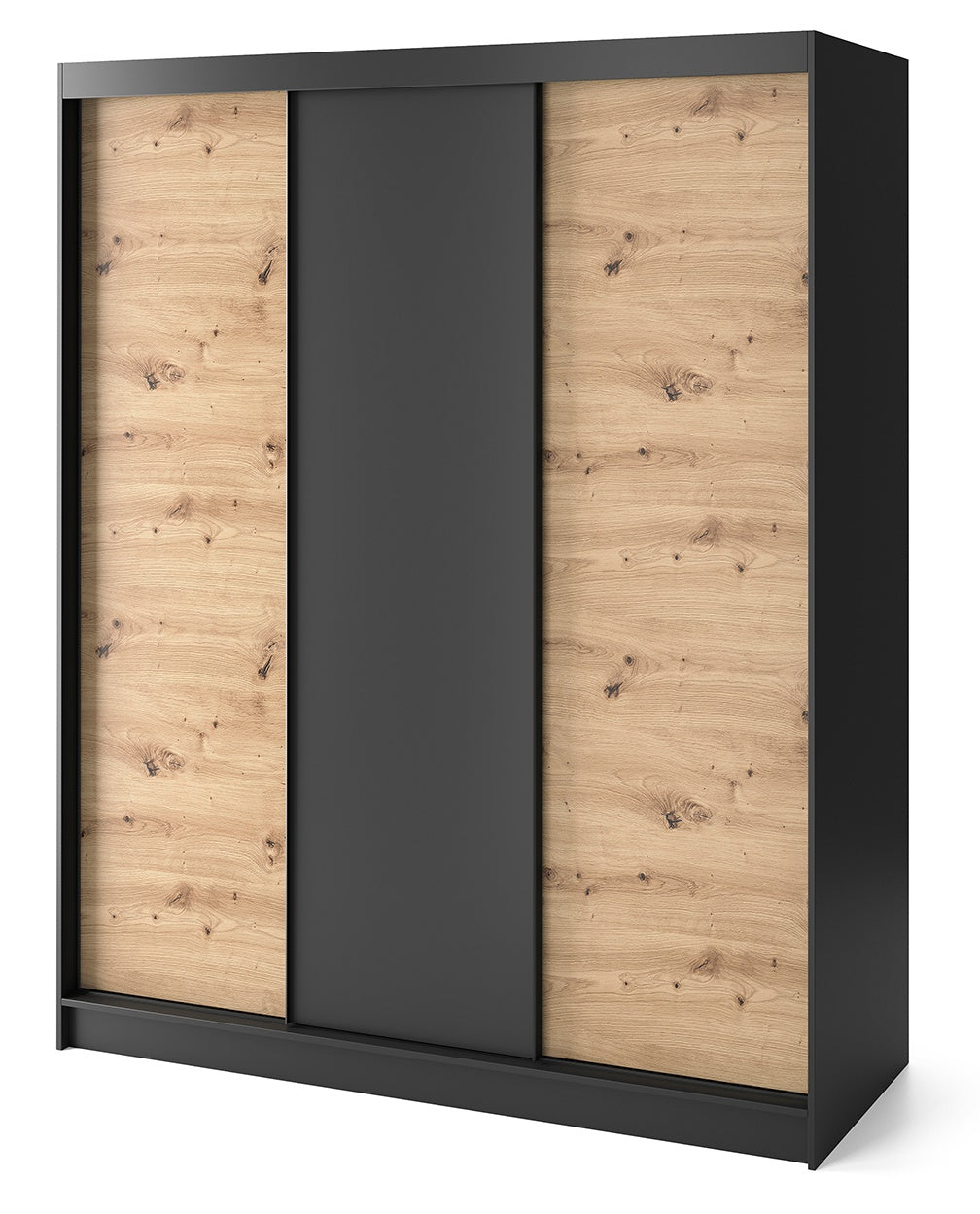 Closet Chieti 1 | size: Width: 220cm, Height: 60cm, Depth: 180cm | color: Black/Oak | image: 0 | variant: 1017702