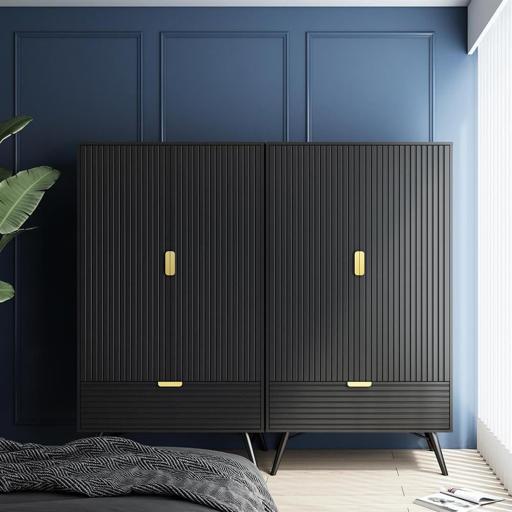 Closet East Vatican | size: Width: 100cm, Height: 175cm, Depth: 56cm | color: Black | image: 9 | variant: 1006361