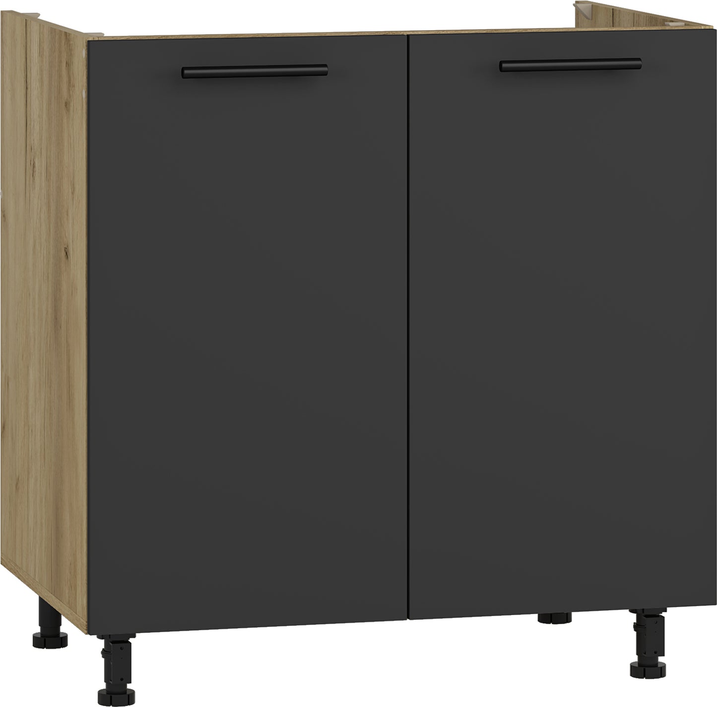 Closet Linkoping | size: Width: 80cm, Height: 82cm | color: Black/Oak | image: 1 | variant: 1007508