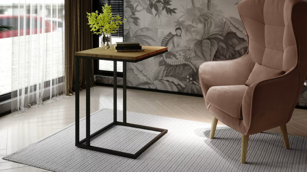 Coffee Table Atlanta | size: Length: 45cm, Width: 45cm, Height: 67cm | color: Black/Oak | image: 1 | variant: 1015037