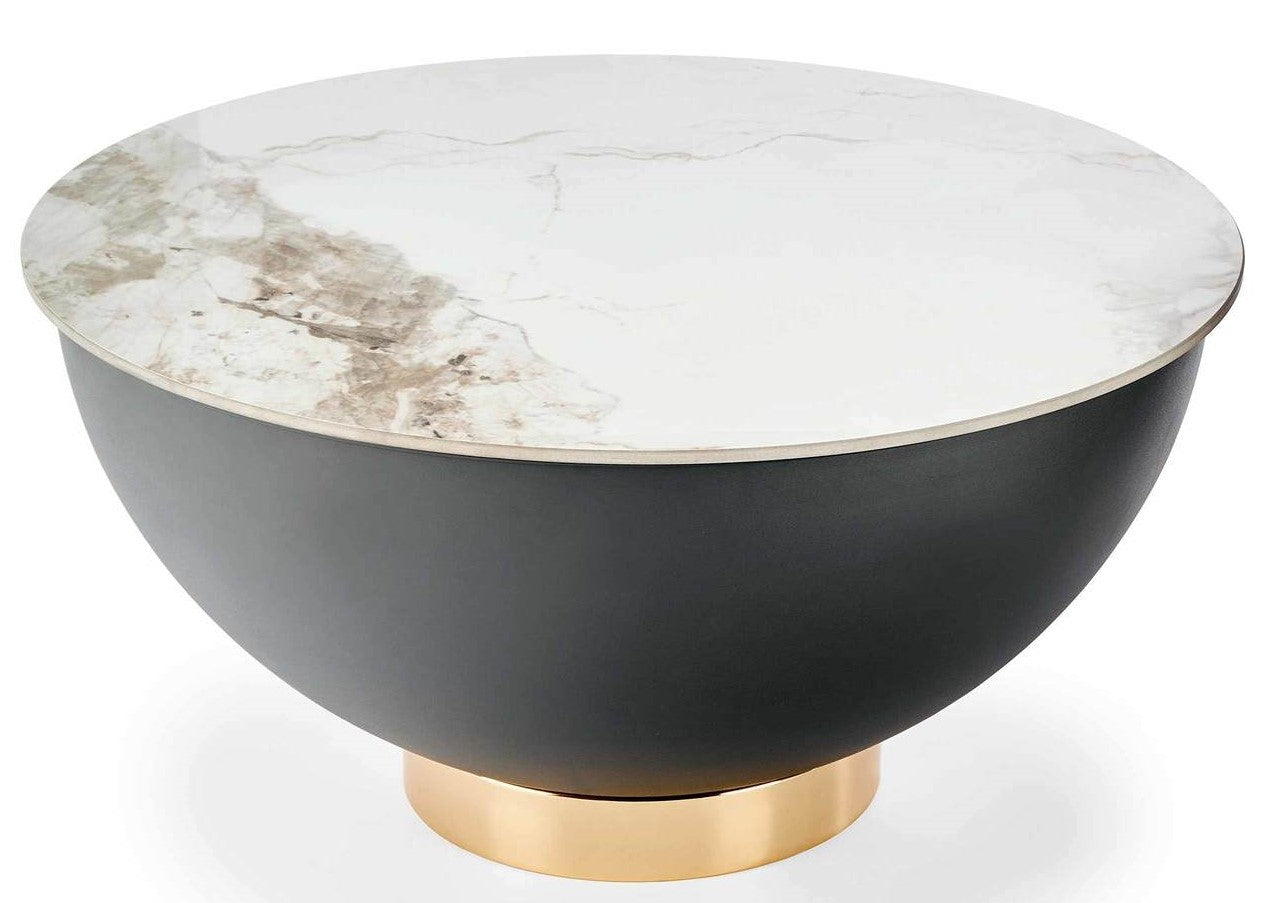 Coffee Table Cecilia | size: Length: 73cm, Width: 73cm, Height: 37cm, Diameter: 73cm | color: White/Grey/Gold | image: 1 | variant: 1012986