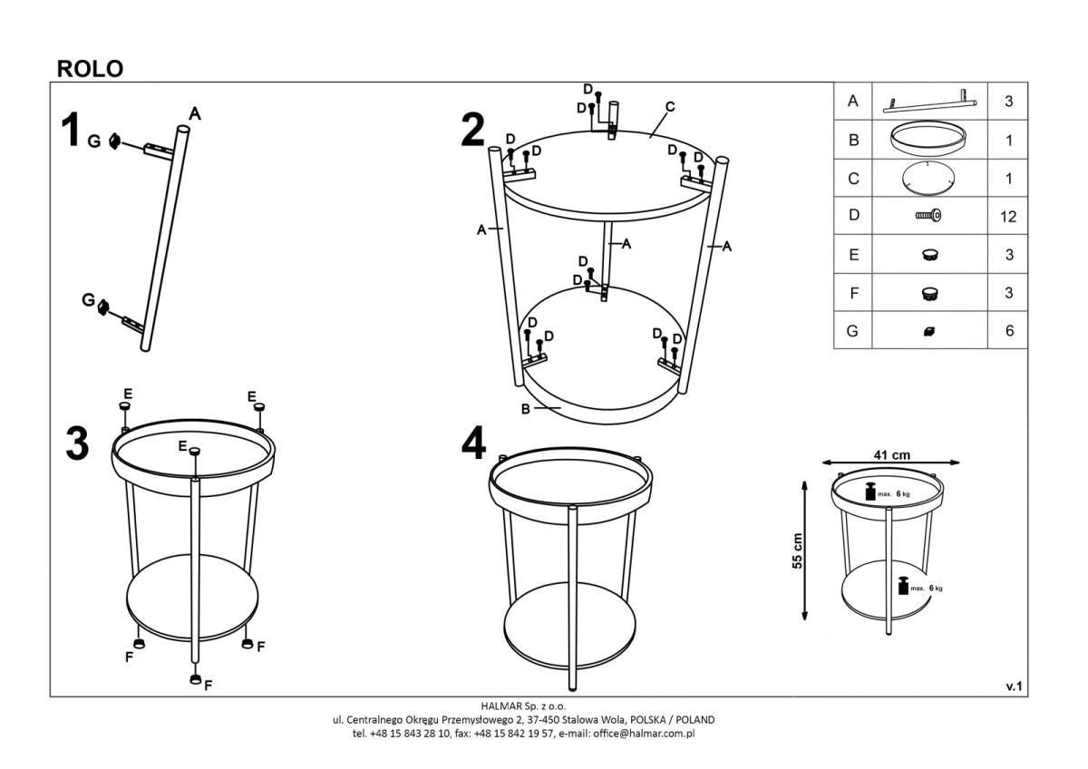 Coffee Table East Durban | size: Length: 44cm, Width: 44cm, Height: 55cm, Diameter: 44cm | color: Black | image: 3 | variant: 1006741