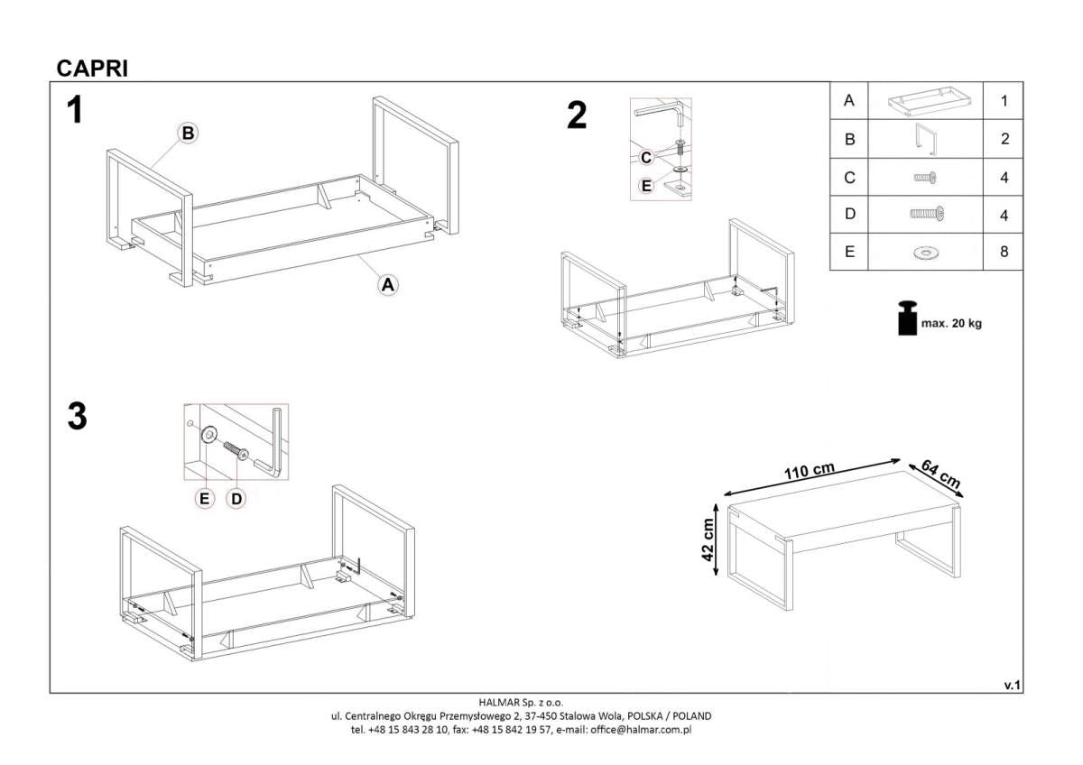 Coffee Table East Karachi | size: Length: 64cm, Width: 110cm, Height: 42cm | color: Clear/Oak | image: 4 | variant: 1006763