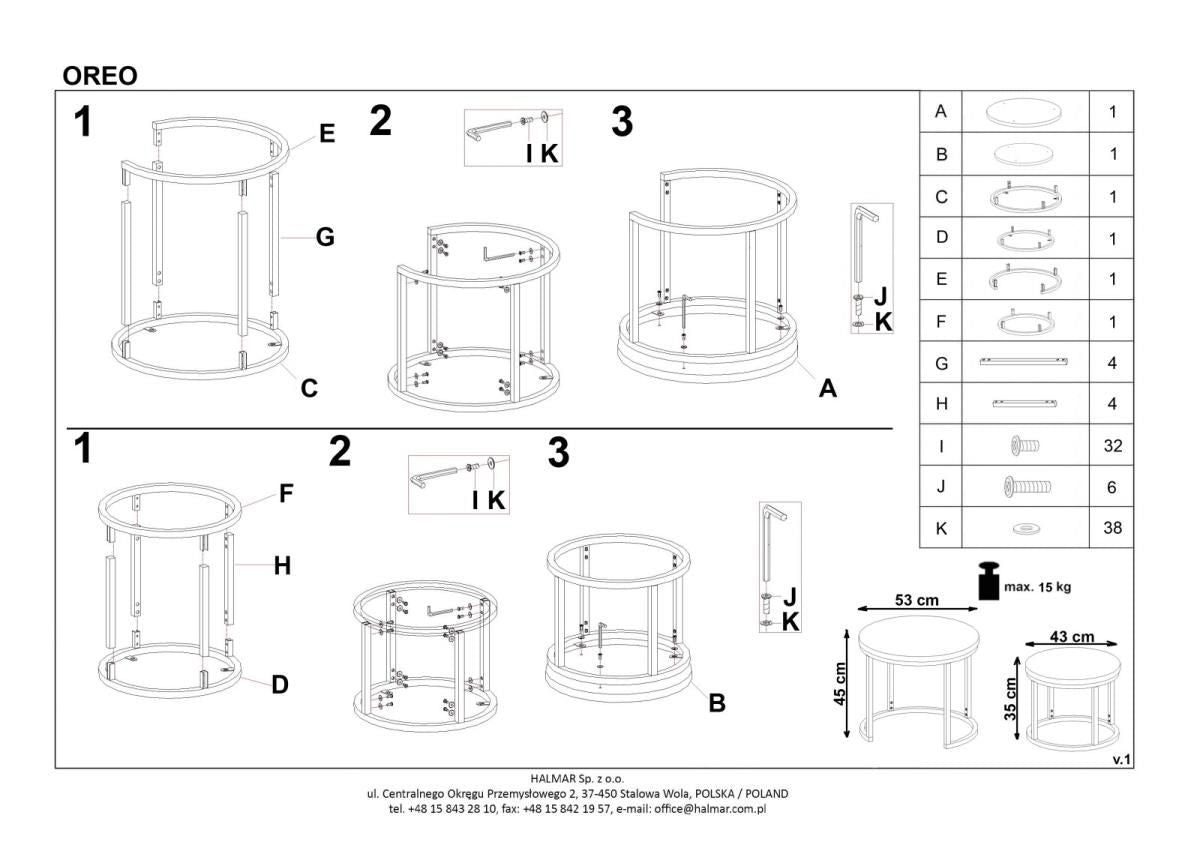 Coffee Table Hamburg | size: Length: 53cm, Width: 53cm, Height: 45cm, Diameter: 53cm | color: Oak | image: 2 | variant: 1003274