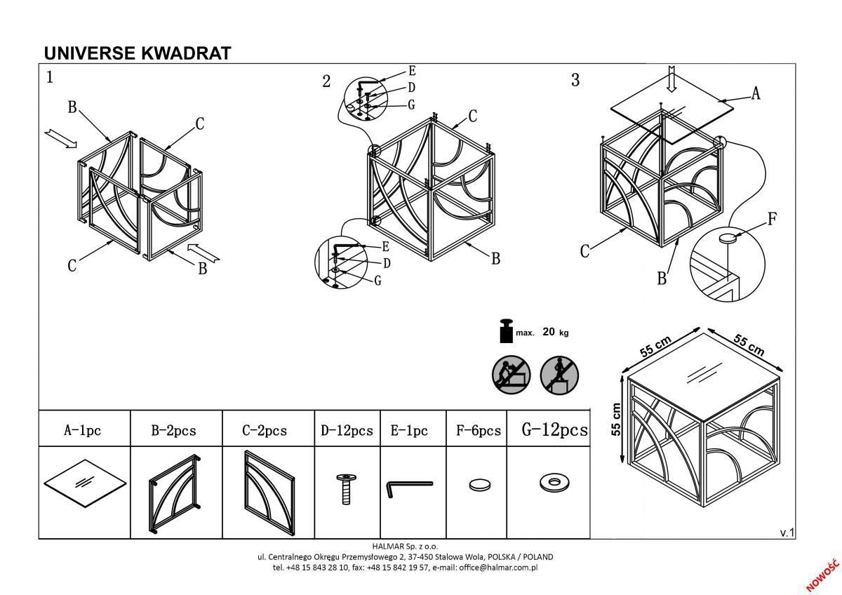 Coffee Table Kingston | size: Length: 55cm, Width: 55cm, Height: 55cm | color: Silver | image: 2 | variant: 1003341