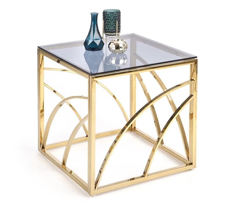 Coffee Table Kingston | size: Length: 55cm, Width: 55cm, Height: 55cm | color: Transparent/Gold | image: 1 | variant: 1003342