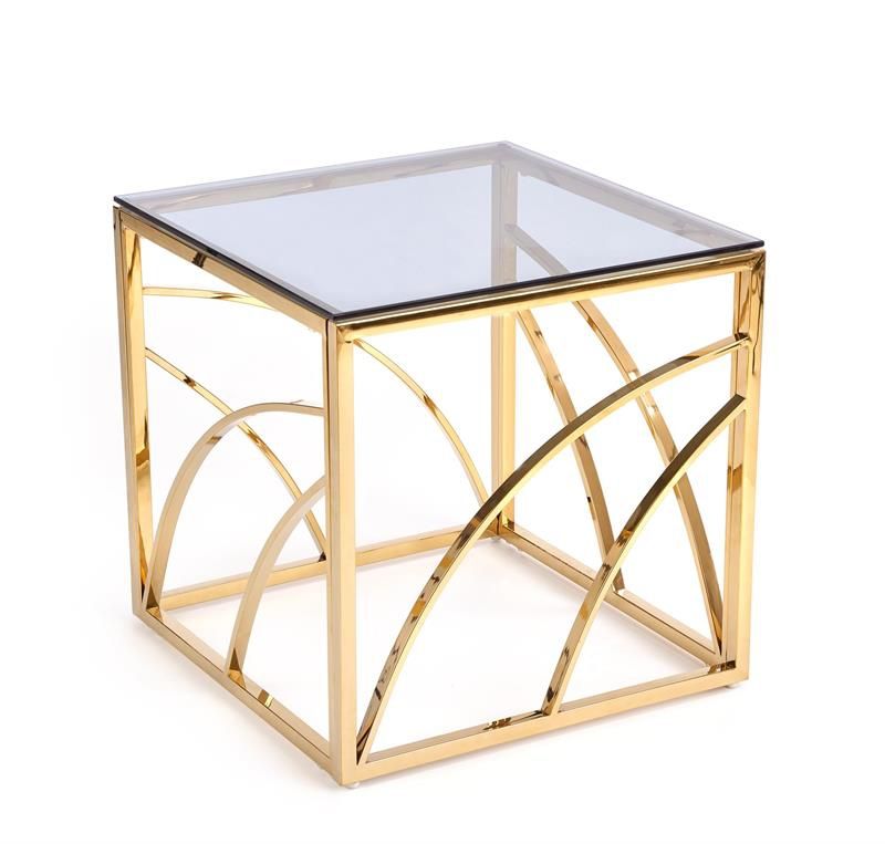 Coffee Table Kingston | size: Length: 55cm, Width: 55cm, Height: 55cm | color: Transparent/Gold | image: 3 | variant: 1003342
