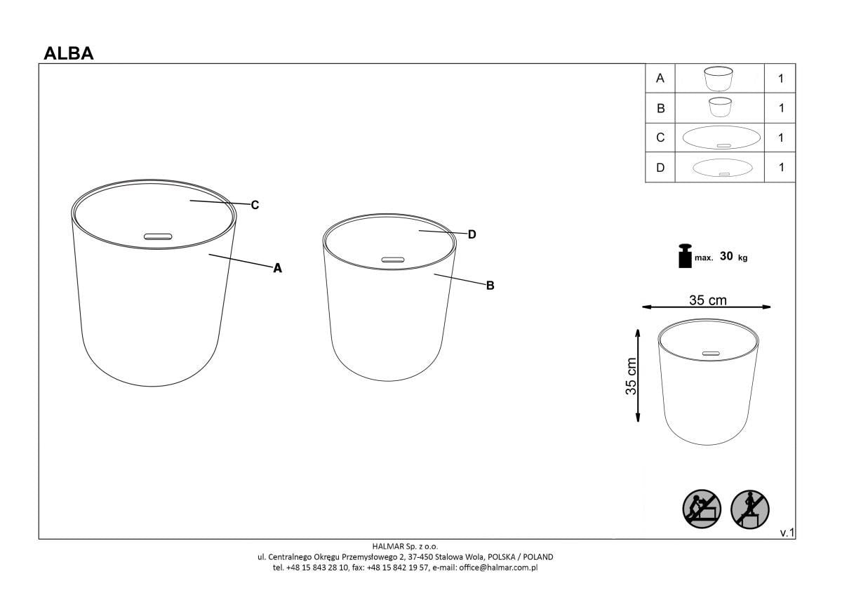Coffee Table Sandwich | size: Length: 39cm, Width: 39cm, Height: 40cm, Diameter: 39cm | color: White/Grey | image: 2 | variant: 1006746