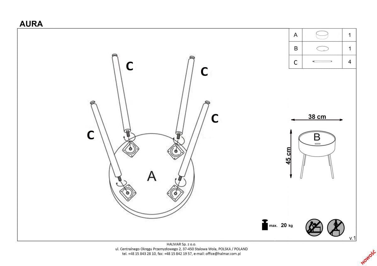 Coffee Table Tunbridge | size: Length: 38cm, Width: 38cm, Height: 45cm, Diameter: 38cm | color: White | image: 5 | variant: 1006723