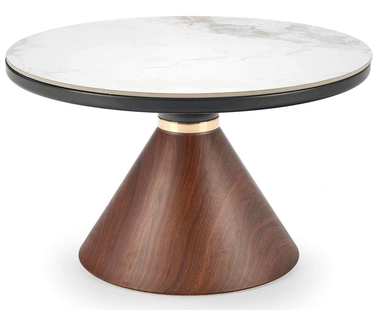 Coffee Table Warrington | size: Length: 70cm, Width: 70cm, Height: 43cm, Diameter: 70cm | color: White/Brown/Gold | image: 1 | variant: 1007375