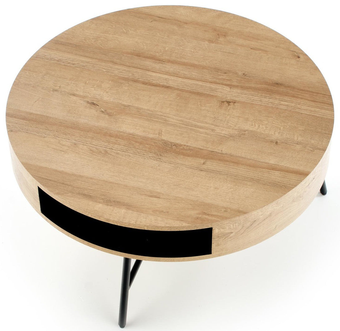 Coffee Table West Norrkoping | size: Length: 80cm, Width: 80cm, Height: 41cm, Diameter: 80cm | color: Black/Oak | image: 5 | variant: 1007487