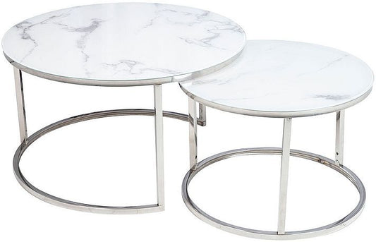 Coffee Table West Venaria | size: Length: 80cm, Width: 80cm, Height: 45cm, Diameter: 80cm | color: White/Silver | image: 0 | variant: 1007860