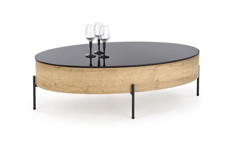 Coffee Table Zenga | size: Length: 60cm, Width: 120cm, Height: 37cm | color: Black/Oak | image: 1 | variant: 1011167