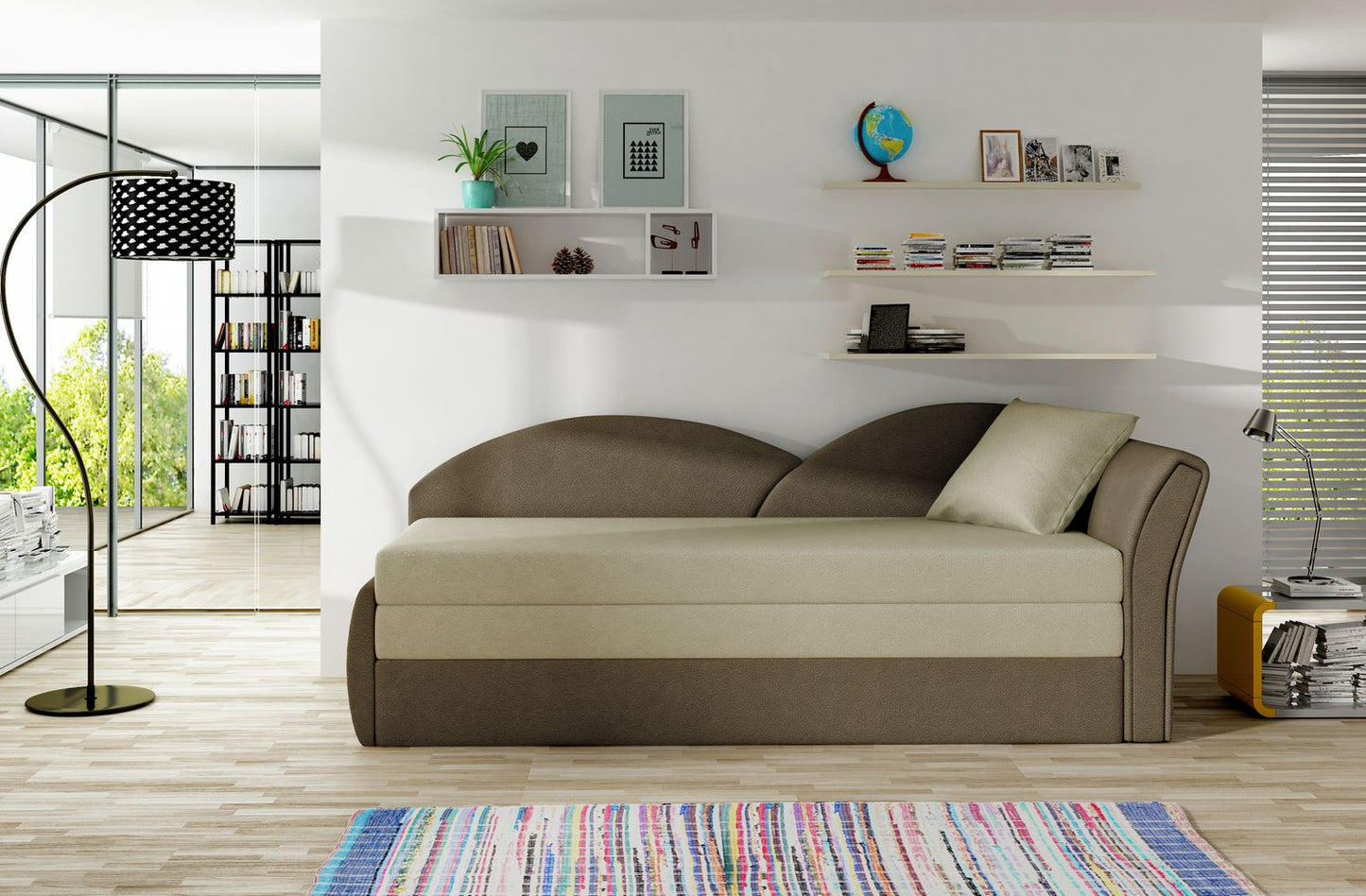 Corner Sleeper Sofa Aga 3 | size: Width: 218cm, Height: 77cm, Depth: 80cm | color: Brown/Beige | image: 1 | variant: 1014027