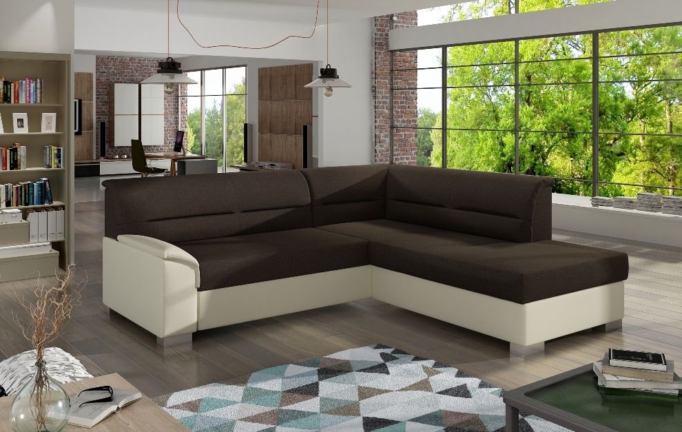 Corner Sleeper Sofa Bergen | size: Width: 250cm, Height: 87cm, Depth: 208cm | color: Brown/Beige | image: 0 | variant: 1000884