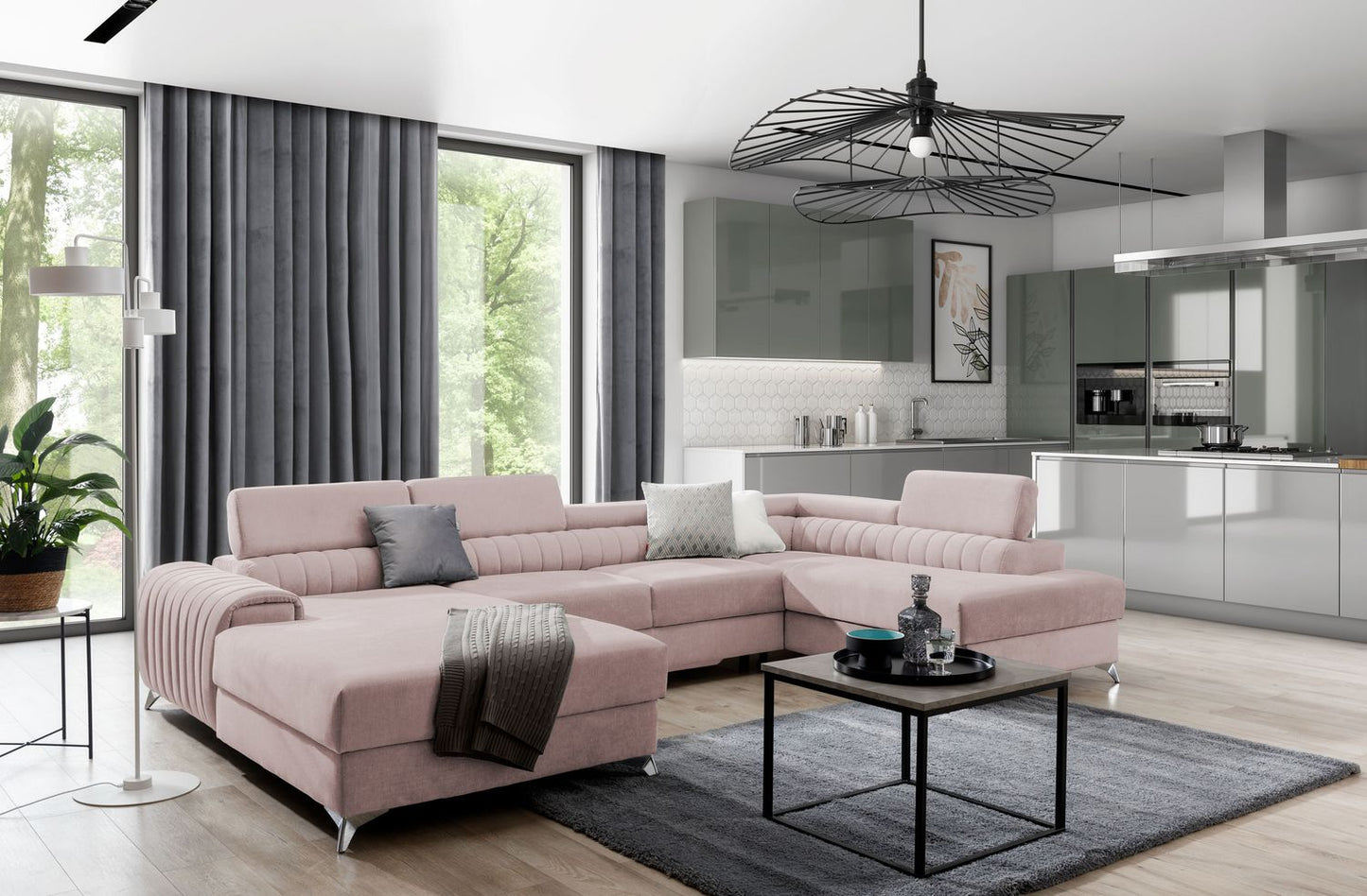 Corner Sleeper Sofa Beverley 25 | size: Width: 354cm, Height: 92cm, Depth: 202cm | color: Gojo | image: 1 | variant: 1015688