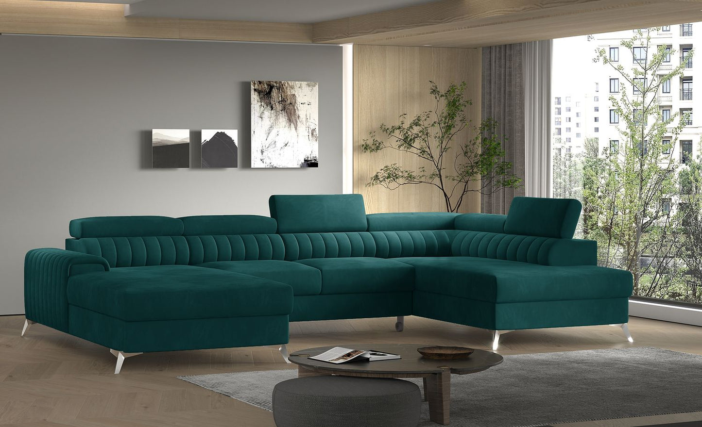 Corner Sleeper Sofa Beverley 33 | size: Width: 354cm, Height: 92cm, Depth: 202cm | color: Velvetmat | image: 1 | variant: 1015696