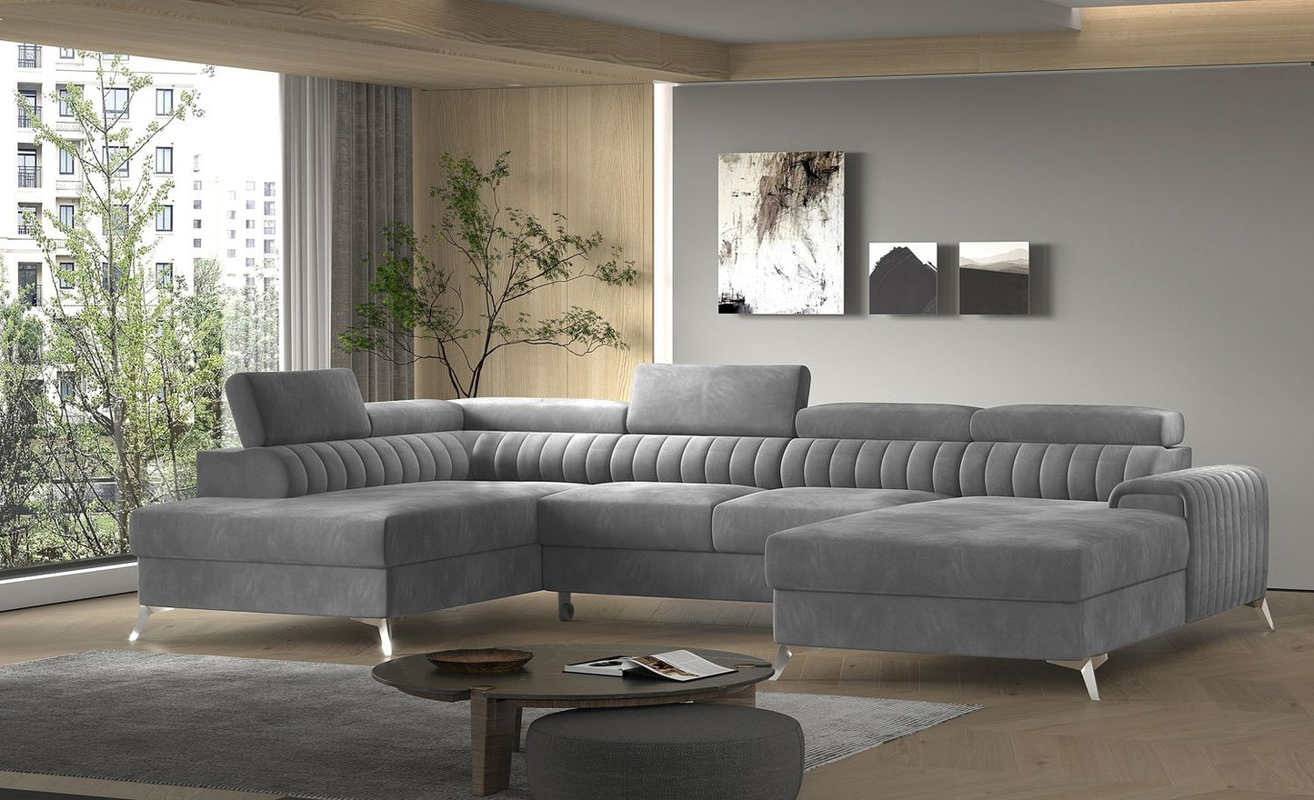 Corner Sleeper Sofa Beverley 4 | size: Width: 354cm, Height: 92cm, Depth: 202cm | color: Sola | image: 1 | variant: 1015667