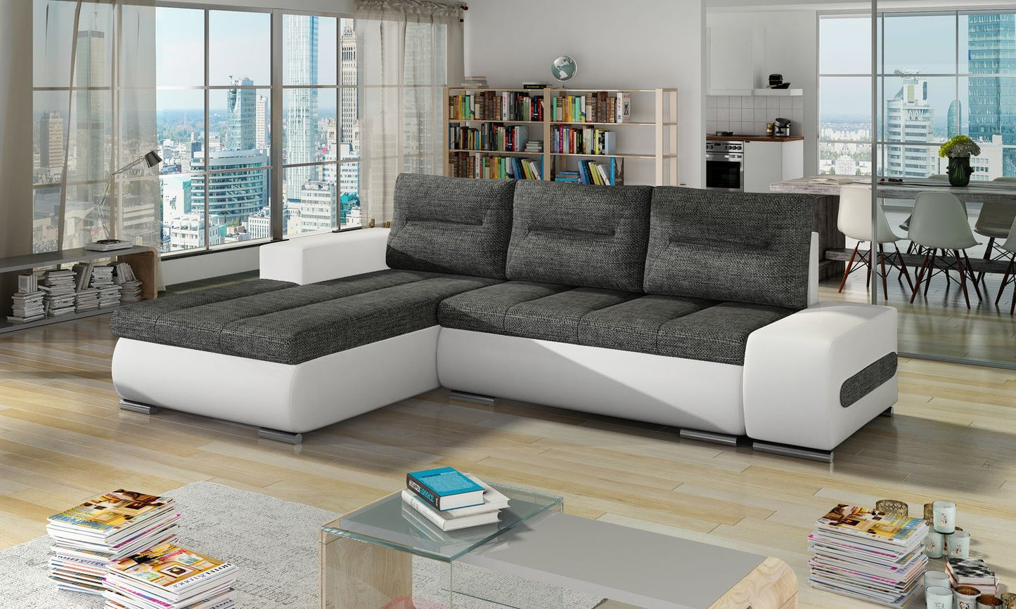 Corner Sleeper Sofa Braemar | size: Width: 275cm, Height: 85cm, Depth: 180cm | color: White/Grey | image: 1 | variant: 1014983