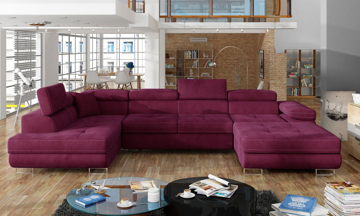 Corner Sleeper Sofa Carlisle 12 | size: Width: 345cm, Height: 90cm, Depth: 58cm | color: Mat/Velvet | image: 1 | variant: 1017326