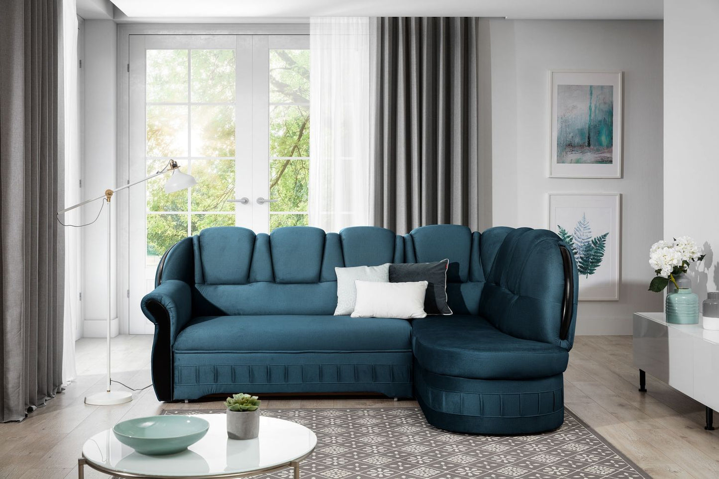 Corner Sleeper Sofa Cologne 19 | size: Width: 243cm, Height: 105cm, Depth: 180cm | color: Blue | image: 1 | variant: 1016697