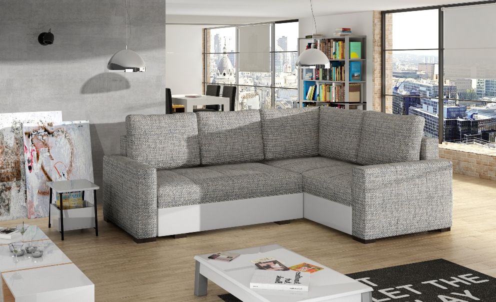 Corner Sleeper Sofa Corona | size: Width: 235cm, Height: 90cm, Depth: 162cm | color: White/Grey | image: 0 | variant: 1001023