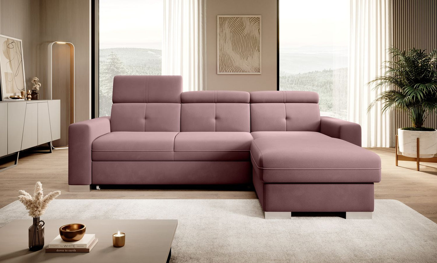 Corner Sleeper Sofa Filey 65 | size: Width: 247cm, Height: 104cm, Depth: 176cm | color: Velvetmat | image: 1 | variant: 1015515