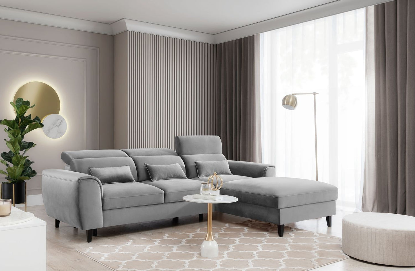 Corner Sleeper Sofa Foble 11 | size: Width: 267cm, Height: 100cm, Depth: 196cm | color: Nube | image: 1 | variant: 1014493