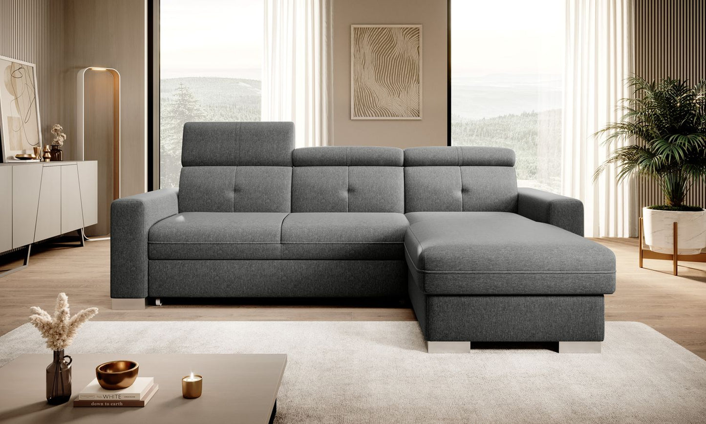 Corner Sleeper Sofa Fresia 41 | size: Width: 247cm, Height: 104cm, Depth: 176cm | color: Flores | image: 1 | variant: 1014545