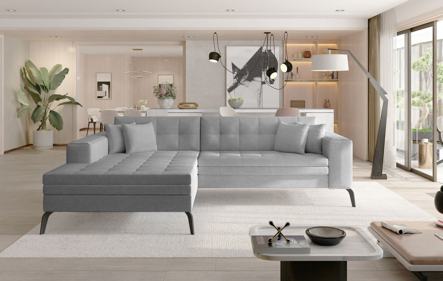 Corner Sleeper Sofa Grantown 4 | size: Width: 292cm, Height: 80cm, Depth: 196cm | color: Sawana | image: 1 | variant: 1017359