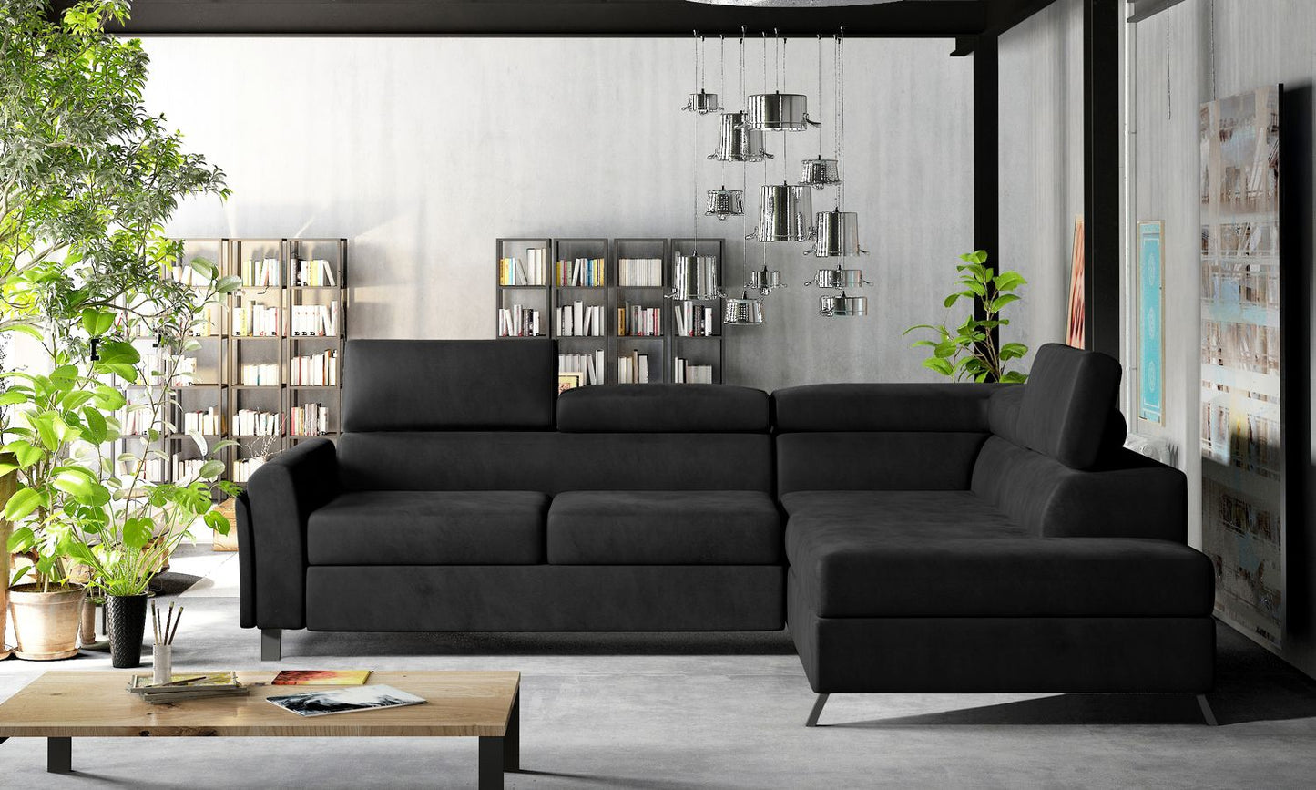 Corner Sleeper Sofa Hereford 1 | size: Width: 265cm, Height: 95cm, Depth: 200cm | color: Mat/Velvet | image: 1 | variant: 1016674