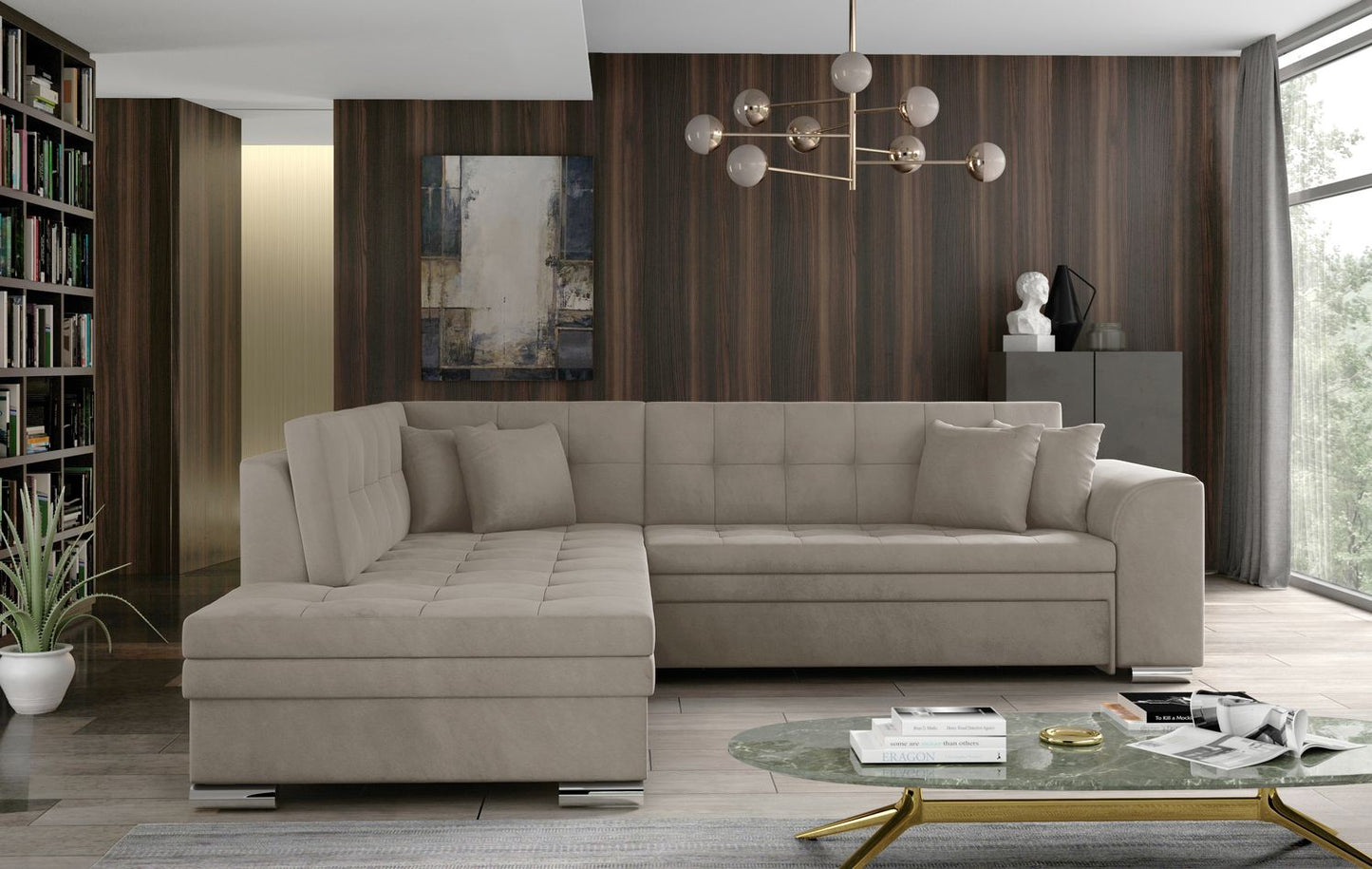 Corner Sleeper Sofa Kettering 58 | size: Width: 260cm, Height: 80cm, Depth: 58cm | color: Paros | image: 1 | variant: 1017288
