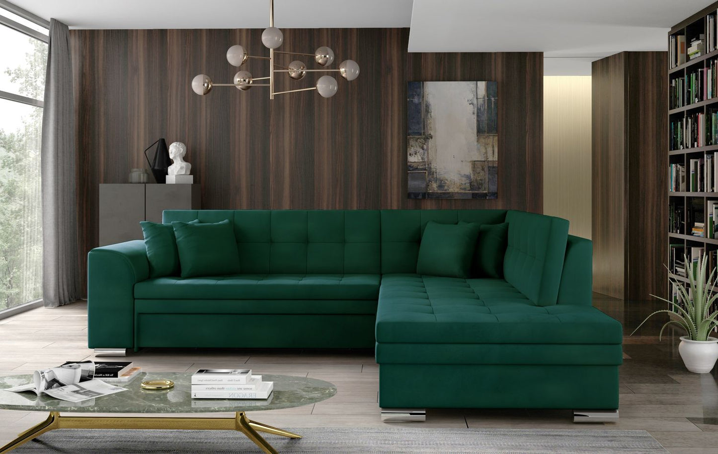 Corner Sleeper Sofa Kettering 63 | size: Width: 260cm, Height: 80cm, Depth: 58cm | color: Green | image: 1 | variant: 1017293