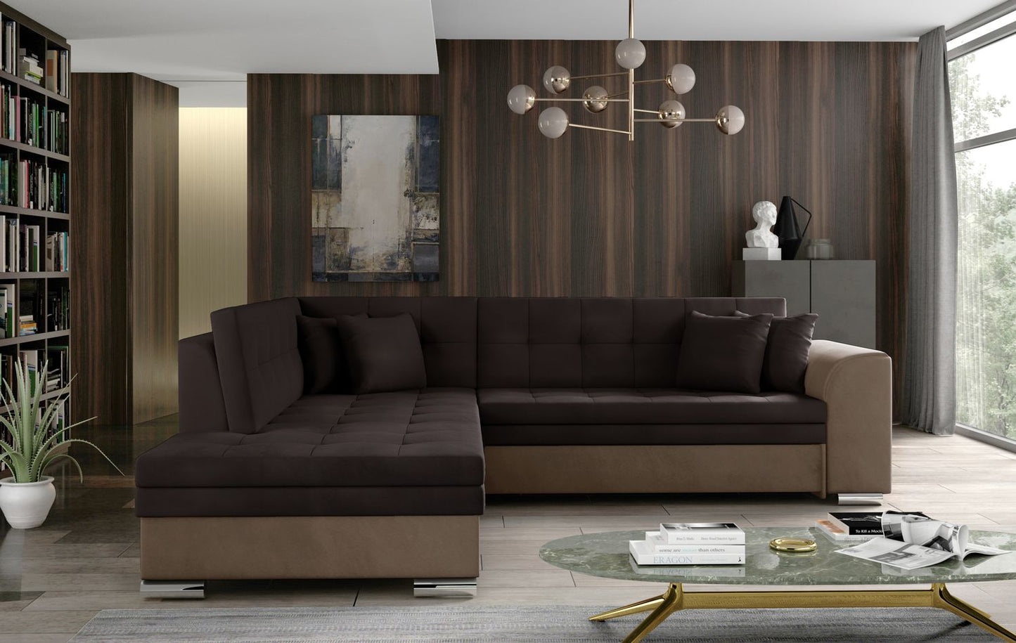 Corner Sleeper Sofa Kettering 72 | size: Width: 260cm, Height: 80cm, Depth: 58cm | color: Monolith | image: 1 | variant: 1017302