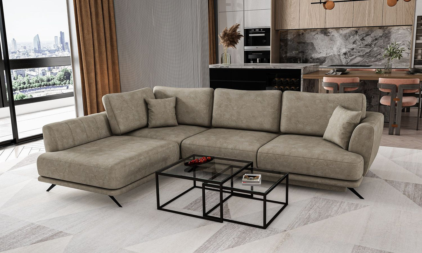 Corner Sleeper Sofa Larde 22 | size: Width: 276cm, Height: 90cm, Depth: 191cm | color: Leve | image: 1 | variant: 1014837