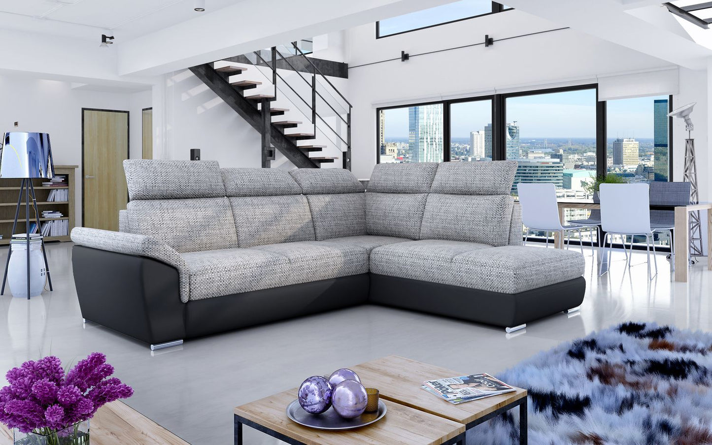Corner Sleeper Sofa Loreto 12 | size: Width: 260cm, Height: 102cm, Depth: 60cm | color: Berlin/Soft | image: 1 | variant: 1015901