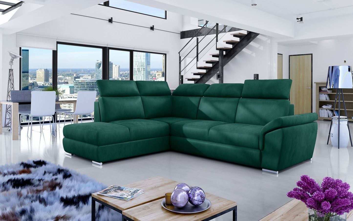 Corner Sleeper Sofa Melton Mowbray 36 | size: Width: 260cm, Height: 102cm, Depth: 60cm | color: Green | image: 1 | variant: 1016871