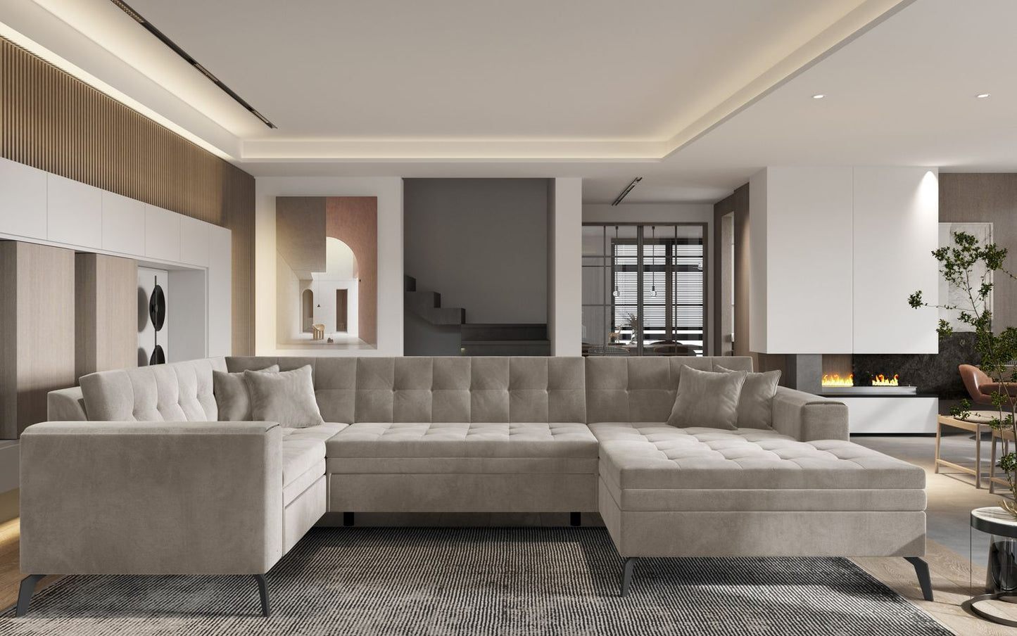 Corner Sleeper Sofa Montez 23 | size: Width: 340cm, Height: 93cm, Depth: 180cm | color: Sola | image: 1 | variant: 1014922