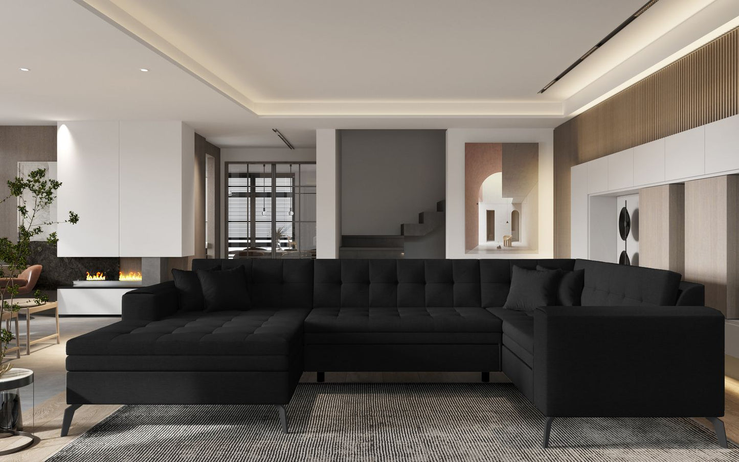 Corner Sleeper Sofa Montez 5 | size: Width: 340cm, Height: 93cm, Depth: 180cm | color: Flores | image: 1 | variant: 1014904